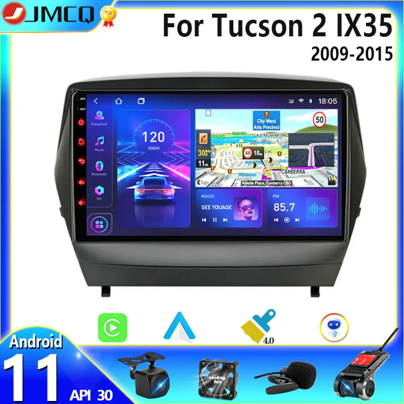 JMCQ 2 Din Android 11 Car Radio for Hyundai Tucson 2 LM IX35 2009-2015 Multimedia Video Player GPS Navigaion RDS Stereo Screen 