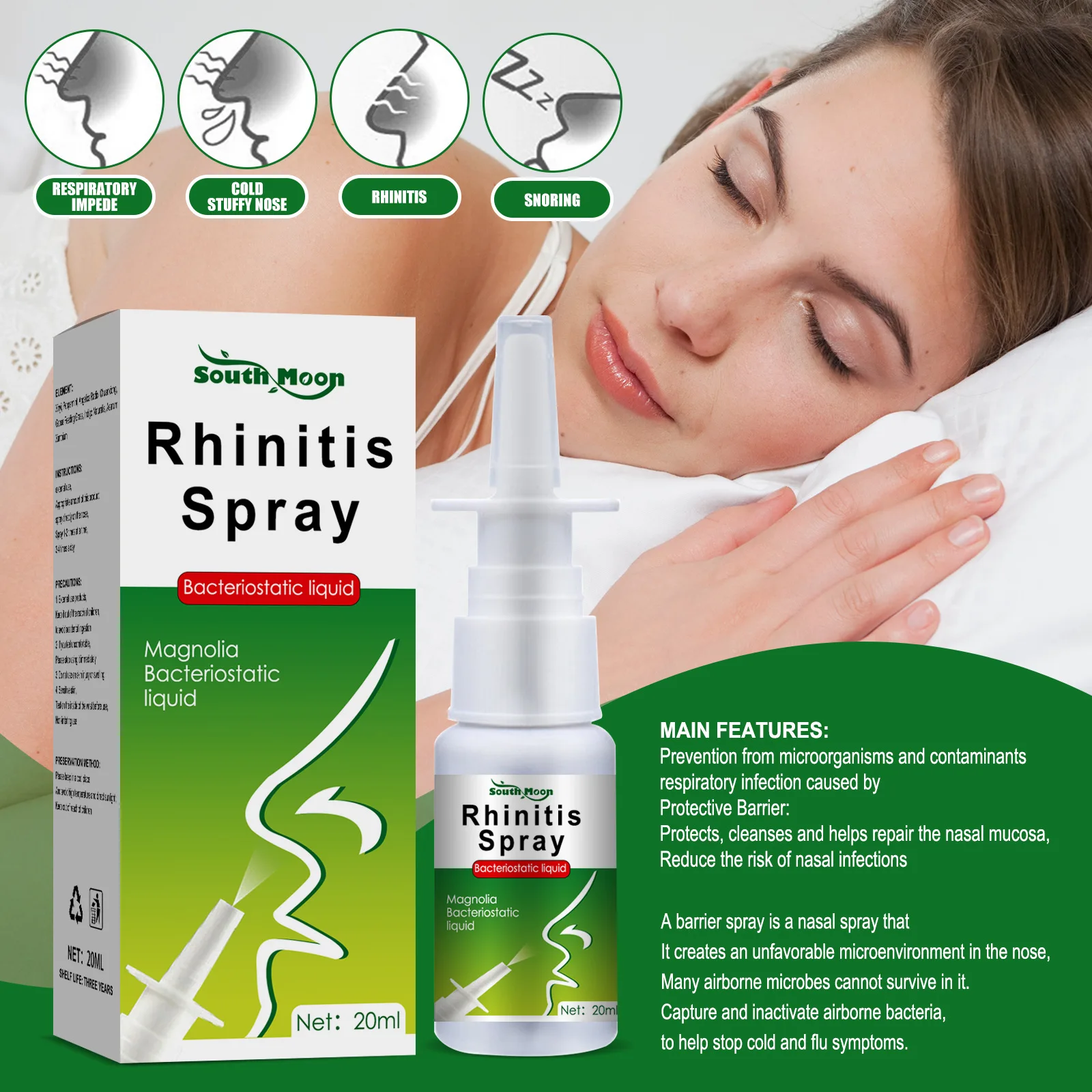 

Bi Li Tong Spray Nasal Congestion Nasal Itching Runny Nose Sneezing Bi Shun Tong Herbal Liquid Nasal Care