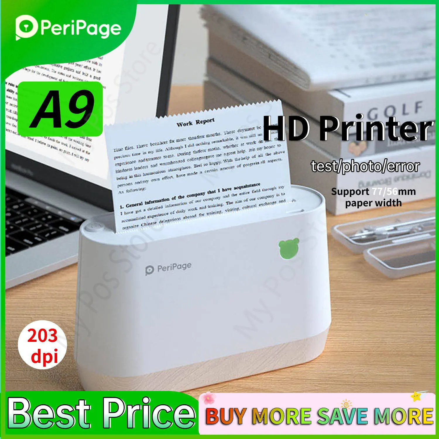 

PeriPage Portable Thermal Bluetooth Printer A9 Mini Picture Photo sticker Label Printer for Android IOS A9 A9S 203DPI 304 DPI