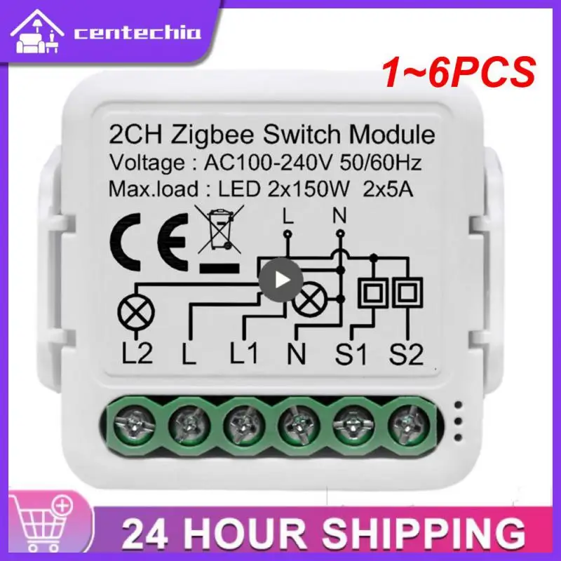 

Умный Wi-Fi модуль для занавесок Tuya, 1 ~ 6 шт., потайной переключатель для роликового затвора, электродвигатель, 1/2 комплектов, совместимый с Alexa Google Home