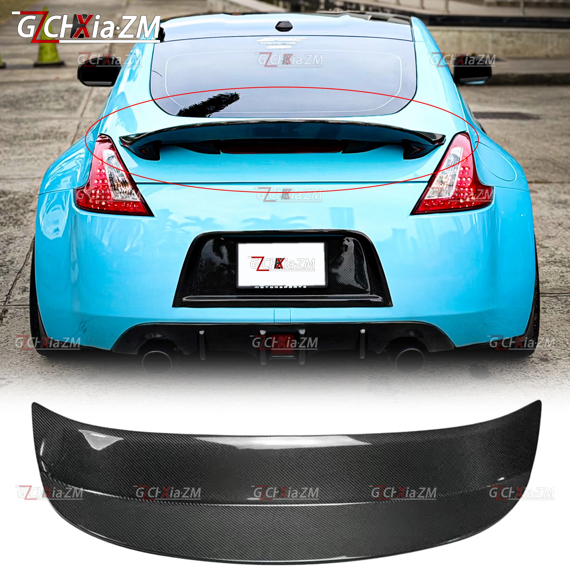 Фото Для Nissan 370Z Z34 2008-2019 годов: Модернизированный задний спойлер в стиле AJT, крышка багажника, диффузор, аэродинамический комплект из углеродного волокна №4