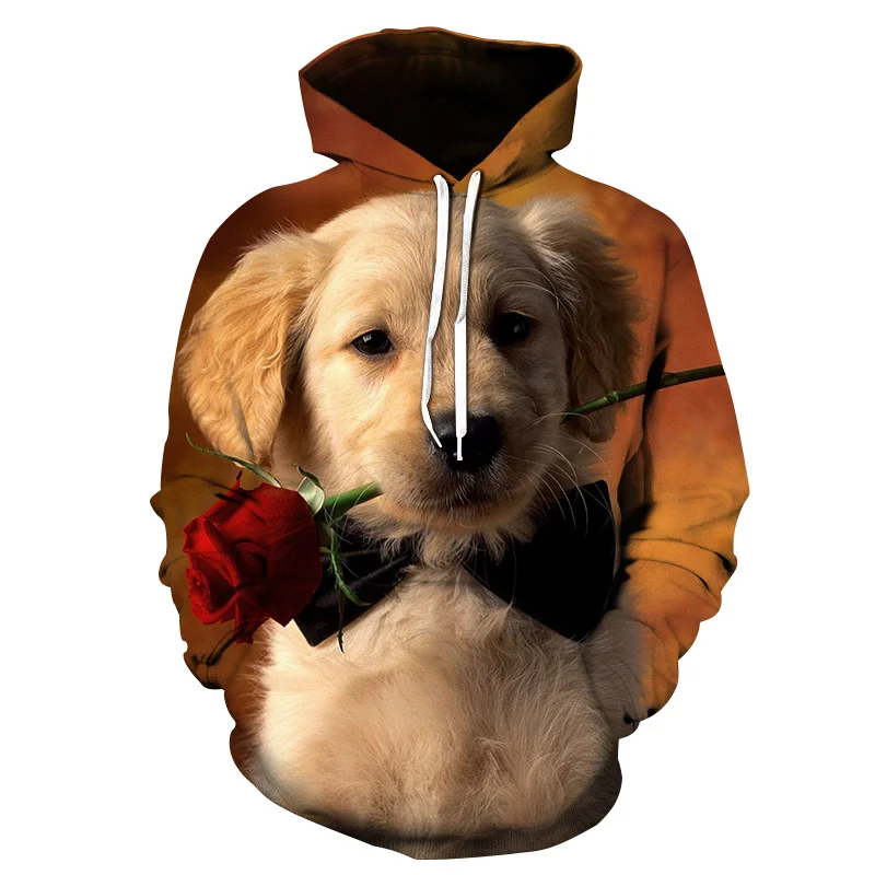 

New in Romance Pet Dog Men Pattern Print Hoodie Hooded O-Neck Clothing Comfortable Popular Casual Cotton Coat Sportswear