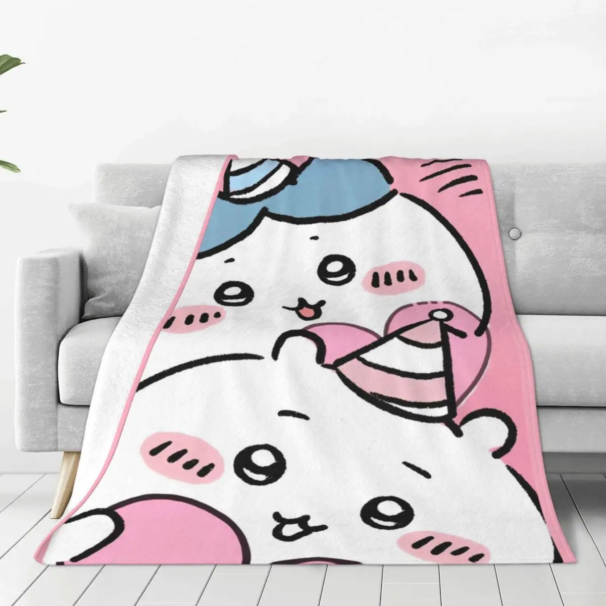 Теплое одеяло Chiikawa Love Heart плюшевое для пикника удобный диван стул фланелевое