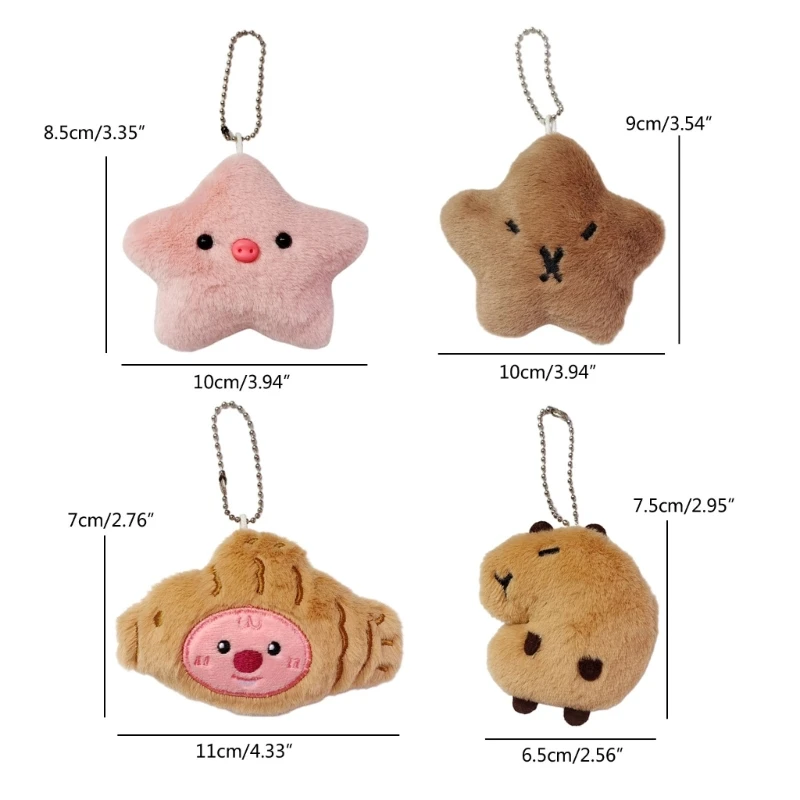 95AB креативные брелоки в форме капибары свиньи/звезды/бобра брелок для ключей с
