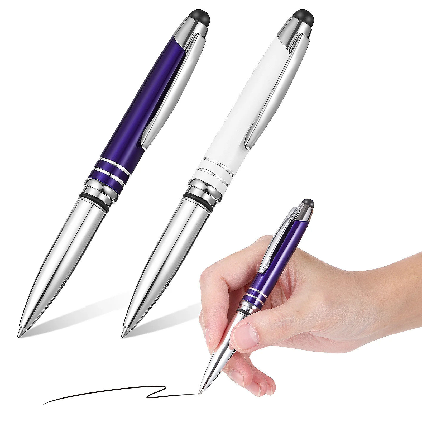 

2 Pcs Durable Pen Active Stylus Touch Screen Capacitive Journal Metal Pens Screens Diary