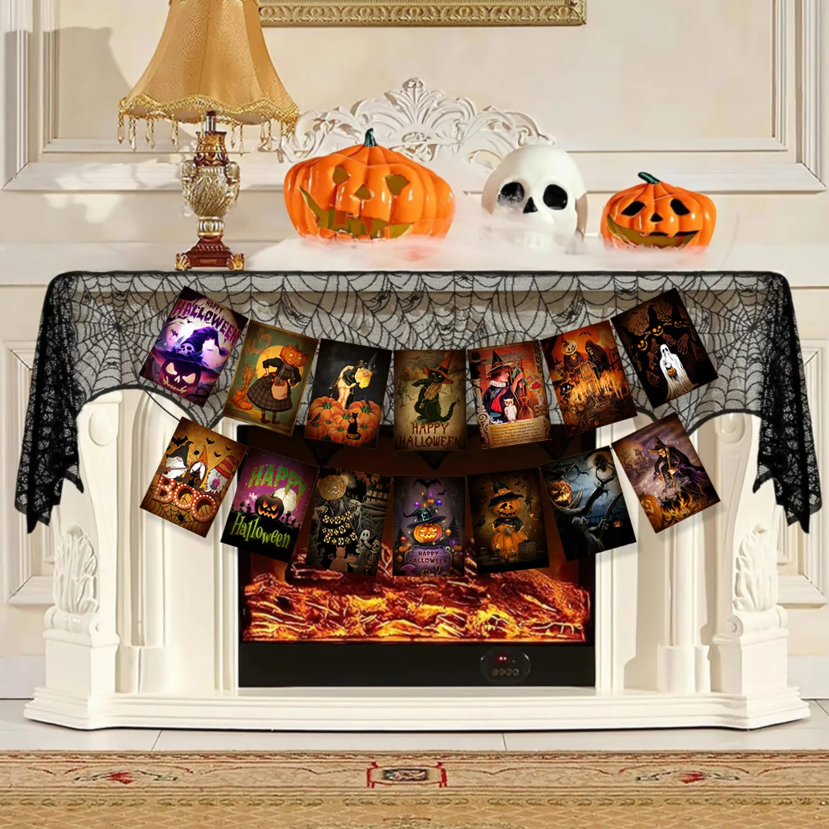 Мультфильм Тыква волшебник Викторианский стиль баннер флаги гирлянда для дома