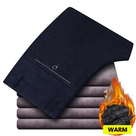 Мужские утеплённые вельветовые брюки Smart Casual Polyester
