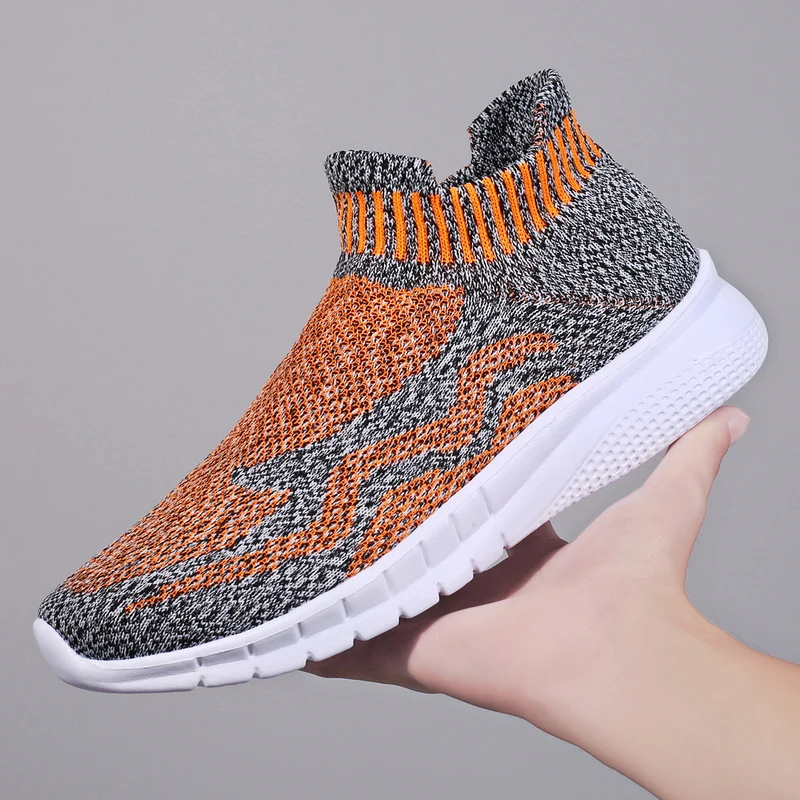 Mesh Men Shoes Lightweight Running Sneakers Male Fashion Casual Walking Shoes Breathable Slip on Mens Loafers Canvas Socks Shoes