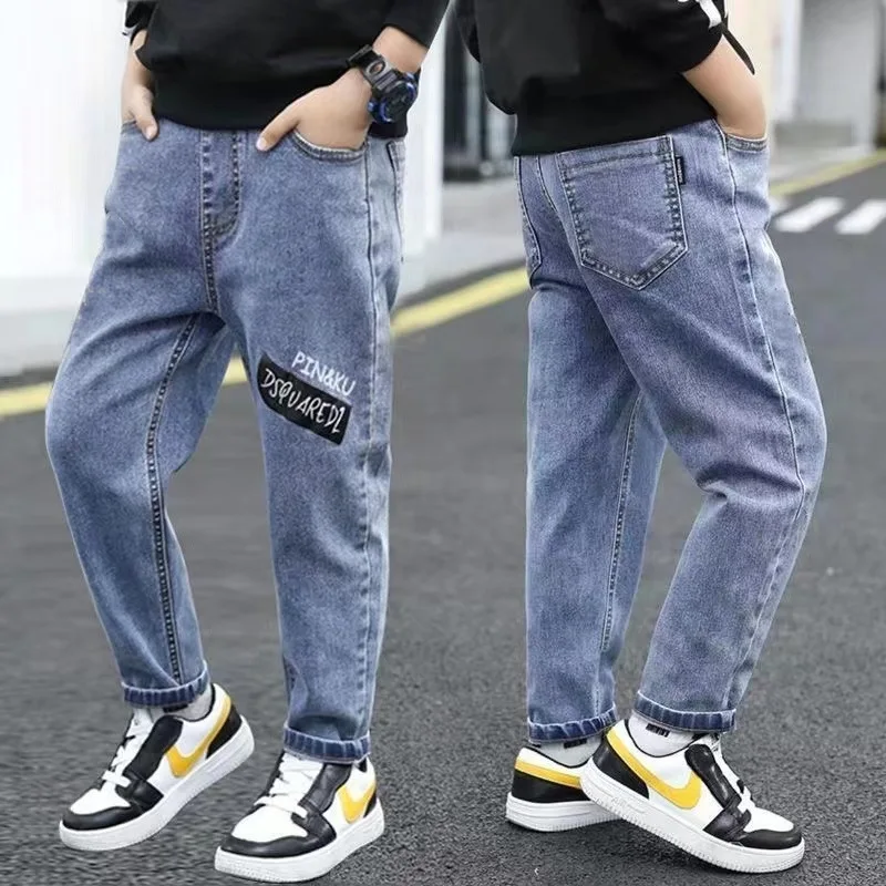 

Boys 2023 New Jeans Black Spring Pants 100% Cotton Trousers Denim