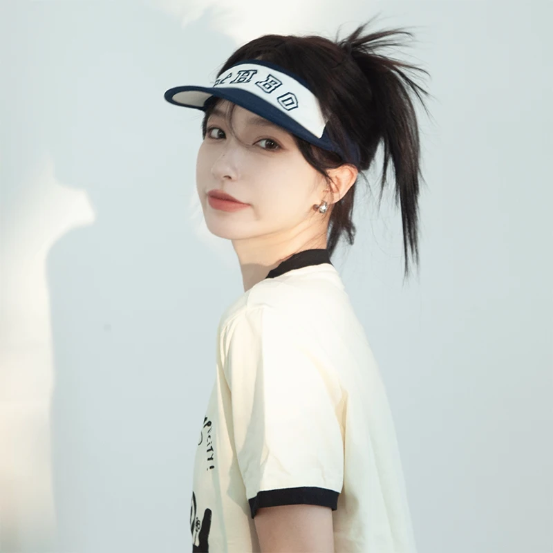 

Summer Empty Top Sun Hats Women Ins Letter Embroidery Japanese Vintage Running Travel Sports Roofless Sunshade Baseball Caps Men