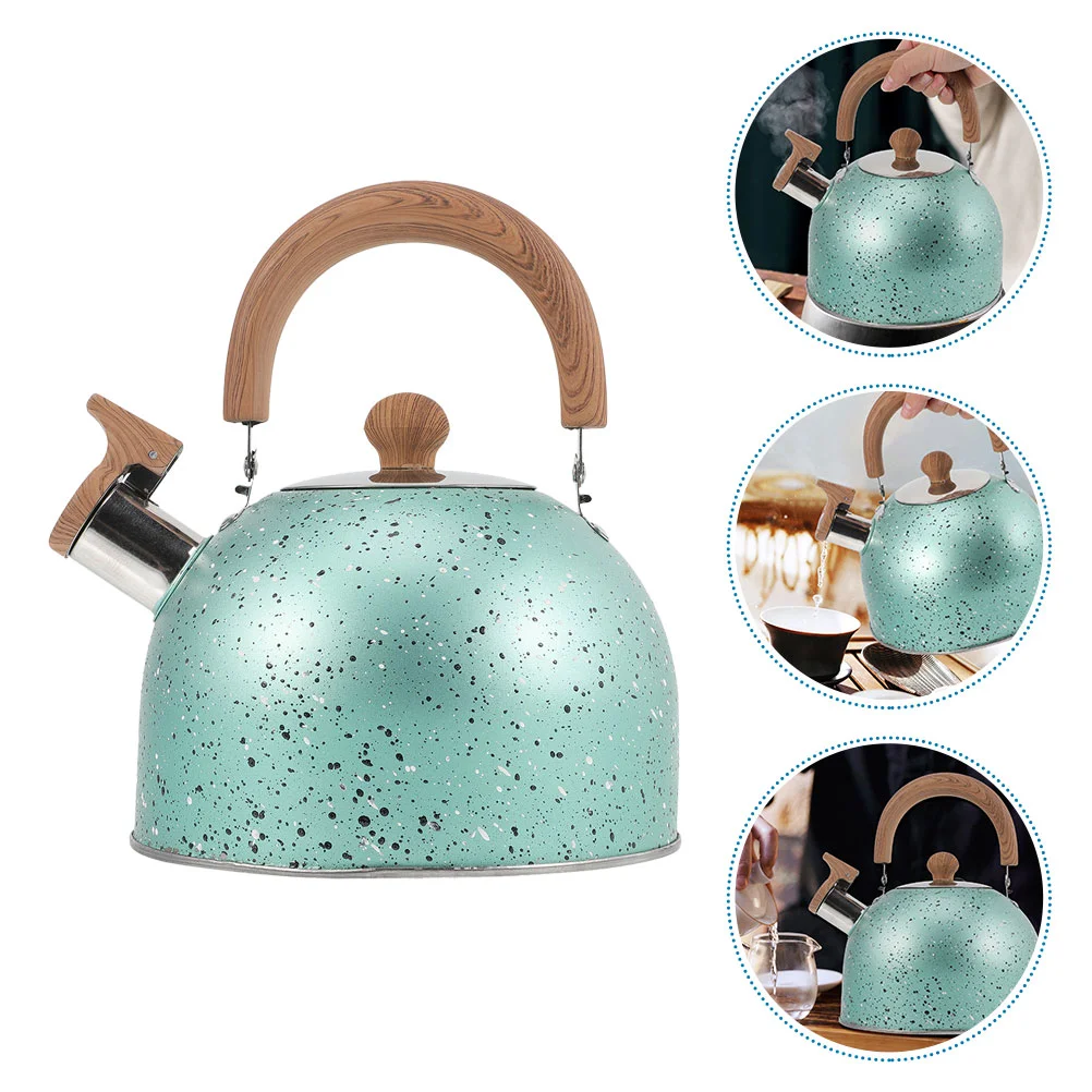 

Tea Set Stainless Steel Kettle Honk Teapot Household Teakettle Whistling Wood