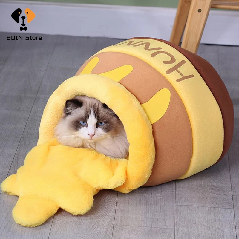 Домик для кошек в форме медового горшка милая Удобная Лежанка домашних питомцев