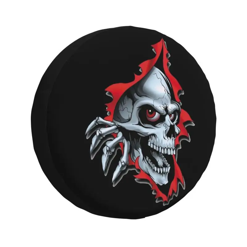 

Torn Metal Skull Tire Cover 4WD 4x4 Trailer Gothic Skeleton Spare Wheel Protector for Jeep Grand Cherokee 14" 15" 16" 17" Inch