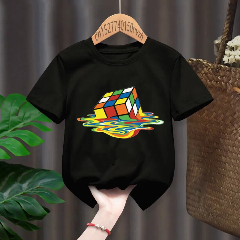 

Кубик Рубика Meltingcube с рисунком, детская черная кавайная одежда в стиле Харадзюку, топы для мальчиков и девочек, подарок, Прямая поставка