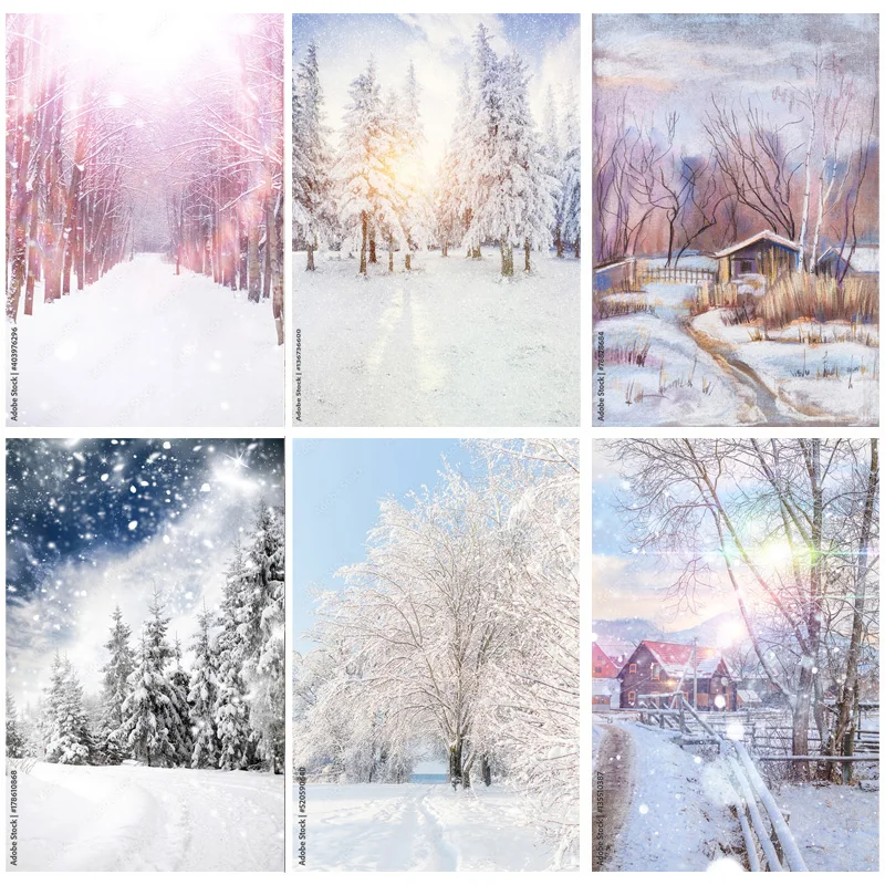 

Winter Natural Scenery Photography Background Forest Snowflake Landscape Travel Photo Backdrops Studio Props 22108 DJXJ-04