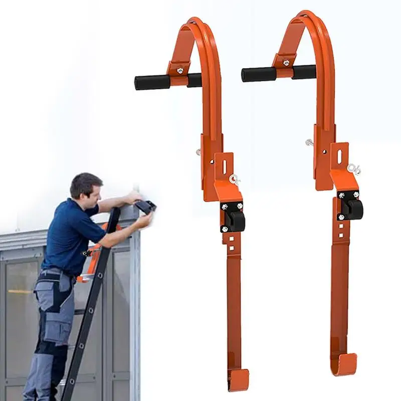 

2pcs Steel Roof Hook with Wheel Rubber Grip T-Bar 500 Lbs Load Capacity Ladder Stabilizer Heavy Duty Ladder Securing To Roof