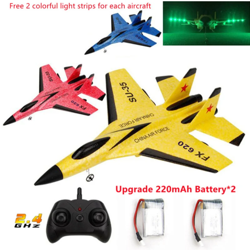 

RC Plane SU-35 Fighter with LED Lights Remote Control Flying Model Glider 2.4G Hobby Airplane EPP Foam Toys Kids Gift