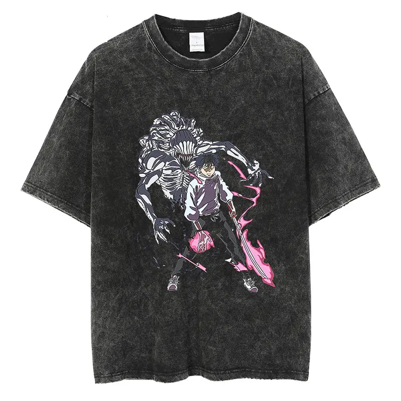 

Distressed Oversized T-Shirt Men Hip Hop Harajuku Japanese Anime Print Tshirt Streetwear Summer Cotton Top Fashion Cartoon Tees