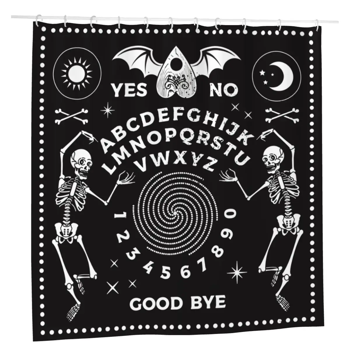 

Занавеска для душа Ouija, занавеска для ванной комнаты на Хэллоуин, танцующий скелет, мистическая личность