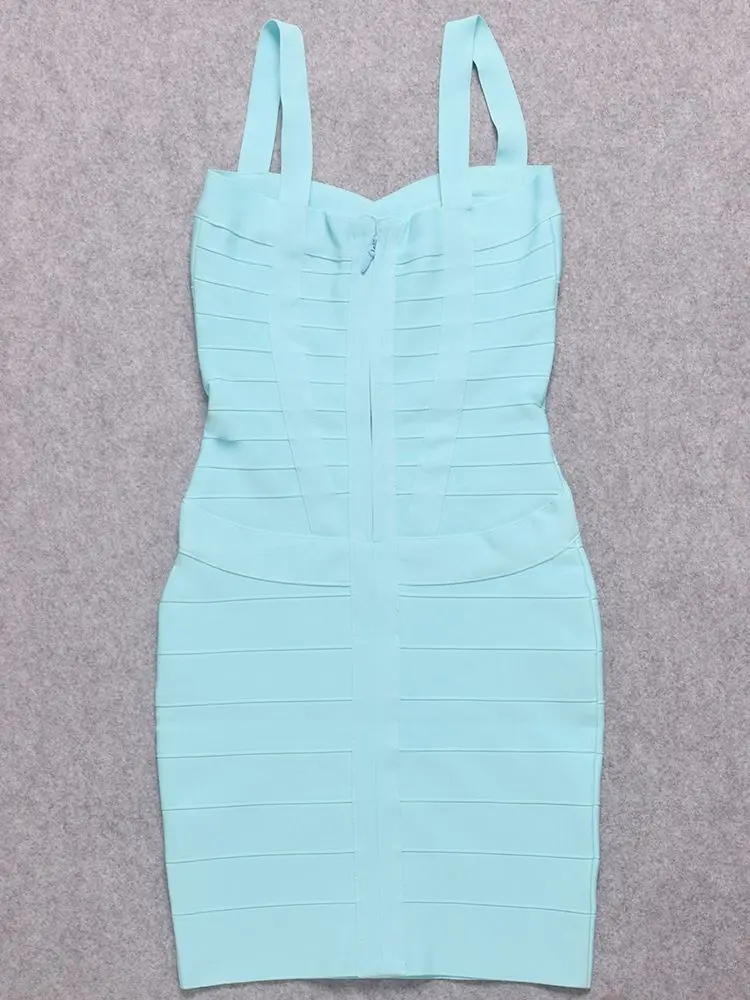 BEAUKEY синее женское Бандажное платье на бретелях-спагетти HL облегающее