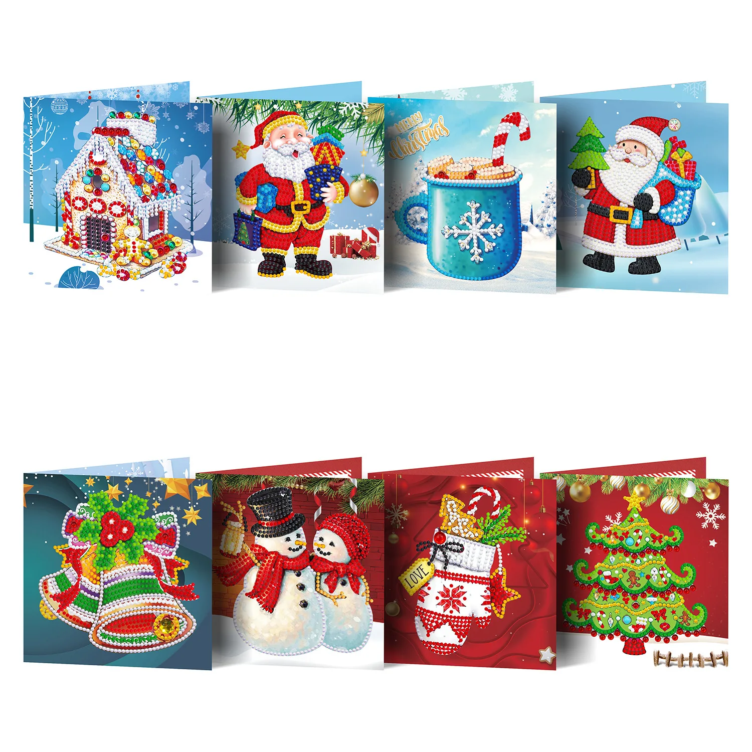 

8Pcs New Christmas Card Diamond Painting Greeting Cards DIY Santa Claus Diamond Embroidery Mosaic Postcards Decor Xmas Gift