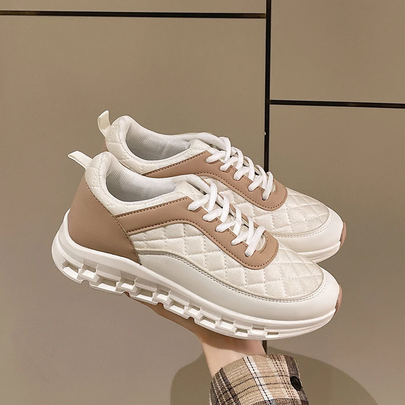 Повседневная Спортивная обувь на шнуровке Lingge кожаные кроссовки толстой подошве
