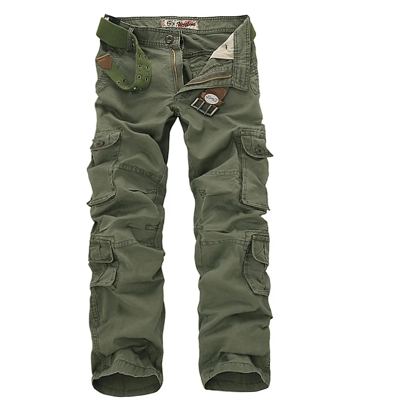 

Mens 2023 Military Cargo Pants Multi-pockets Baggy Men Cotton Pants Casual Overalls Army Oustdoor Tactical Trousers no belts 46