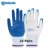andanda 24pairs work gloves palm dipped nitrile gloves mechanic repairing abrasion resistance safety gloves security protection