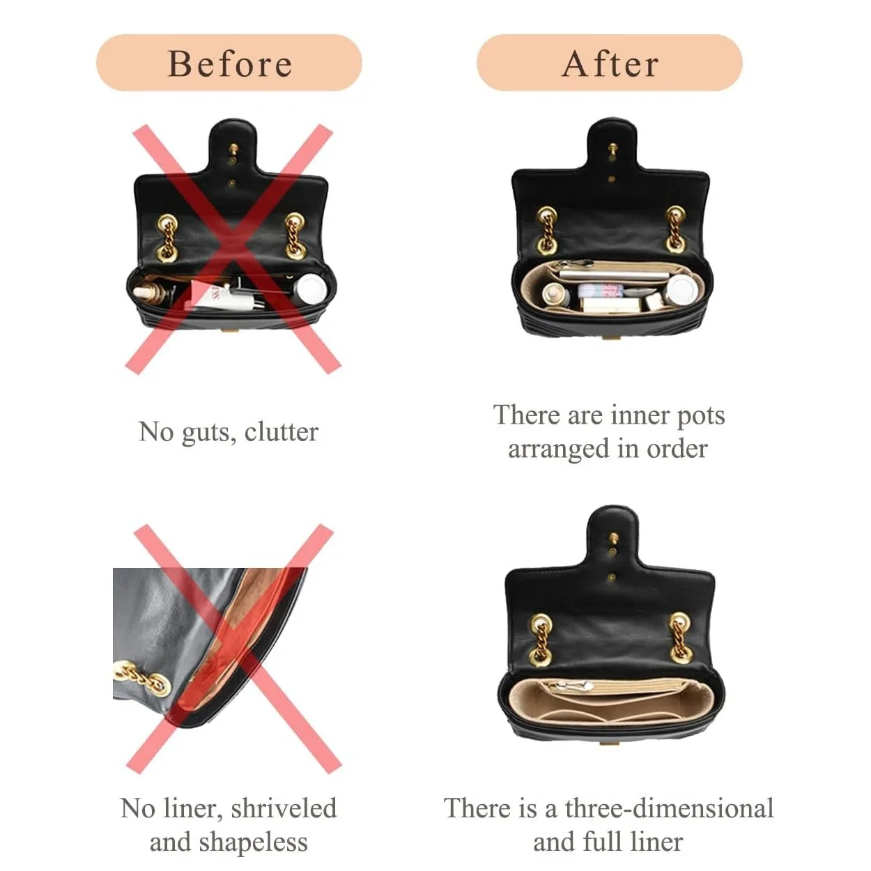 Органайзер для сумок Longchamp маленькая сумка-тоут отделка хранения внутренняя