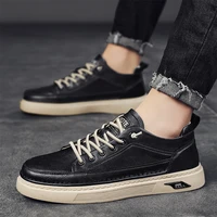 mens leather shoess lace up casual shoes comfortable men shoes sneakers outdoor british fashion male footwear chaussure homme