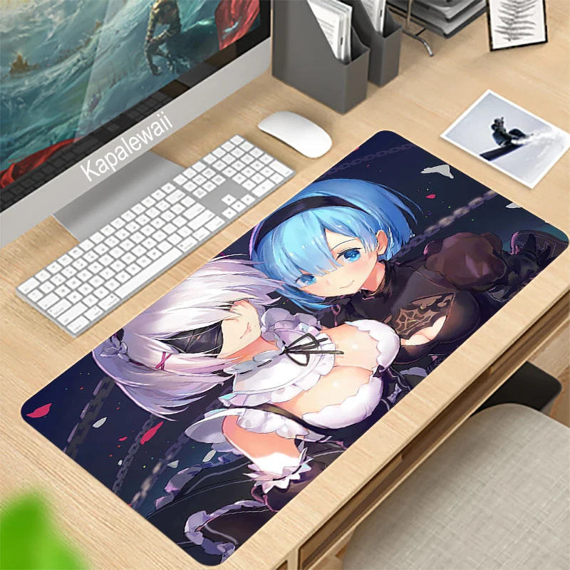 

Anime Re Zero Large Size Mouse Pad Natural Rubber PC Computer Gaming Mousepad Desk Mat Locking Edge for CSGO LOL Office Desktop
