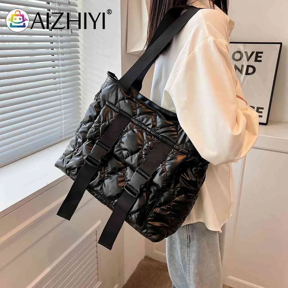 

2022 зимняя сумка-мессенджер, повседневные сумки на плечо с хлопковой подкладкой, водонепроницаемые нейлоновые вместительные портативные дл...