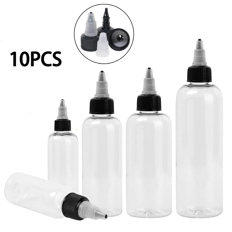 

10PCS 30ml 60ml 100ml 120ml PET Empty Tattoo Ink Twist Cap Bottle Plastic Pigment Dropper Bottle Vape oil Dispensing Containers