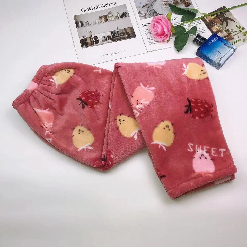40-55kg Ladies Home-pant Flannel Velvet Women Warm Pants Girls Students Trousers Casual Cute Coral Fleece Winter Pajama Pants