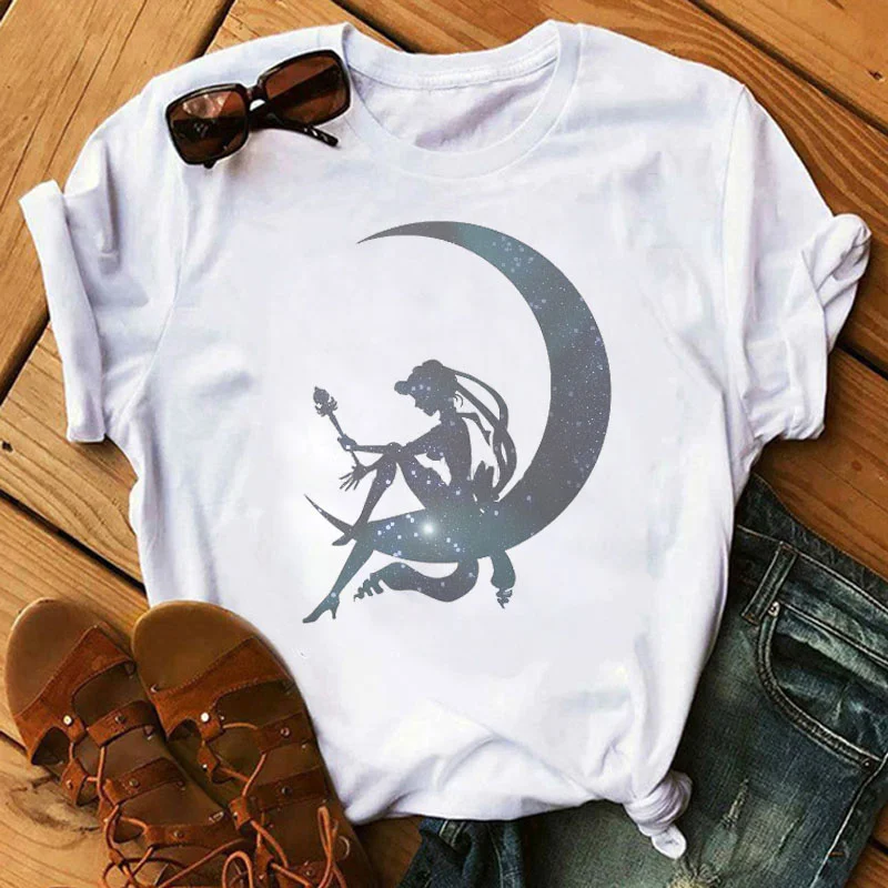 Забавная футболка в стиле 90-х с Сейлор котами женская Харадзюку аниме милая