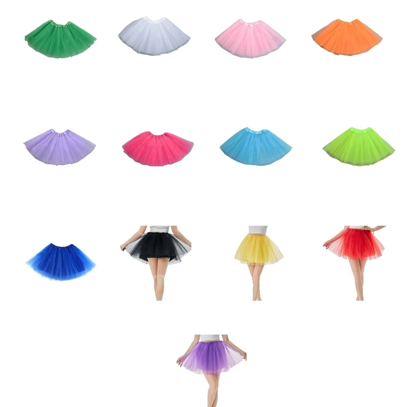 

Women's Mini Tutu Skirt 50s-Party Ballet Skirt Classic-Elastic Princess Skirt Adult 4 Layered Tutu Skirt Party Supplies