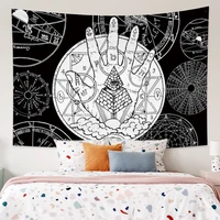 mysterious divination tarot tapestry boho white and black wall hanging witchcraft psychedelic hippie for living room blankets