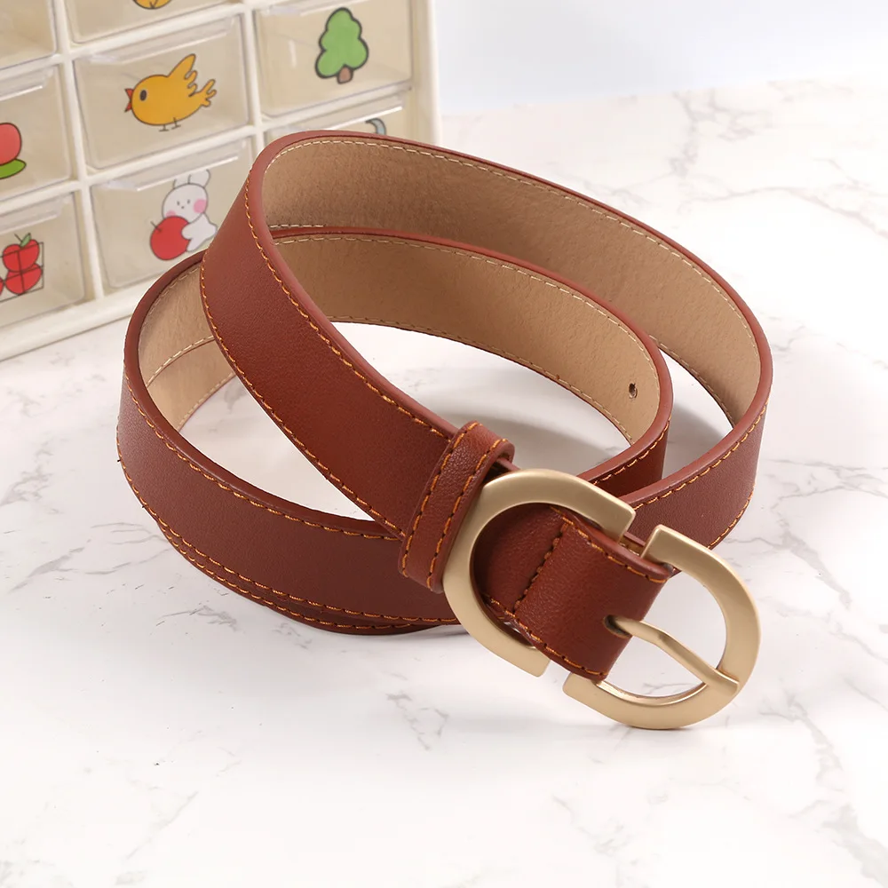 

The New Classic Retro Fashion All-Match Leather Light Body Round Buckle Simple Circle Pin Belts for Women Fashion Jeans Female