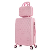 202428%e2%80%98%e2%80%99travel suitcase on wheels trolley luggage set cartoon cat rolling luggage women carry ons suitcase cabin trolley case