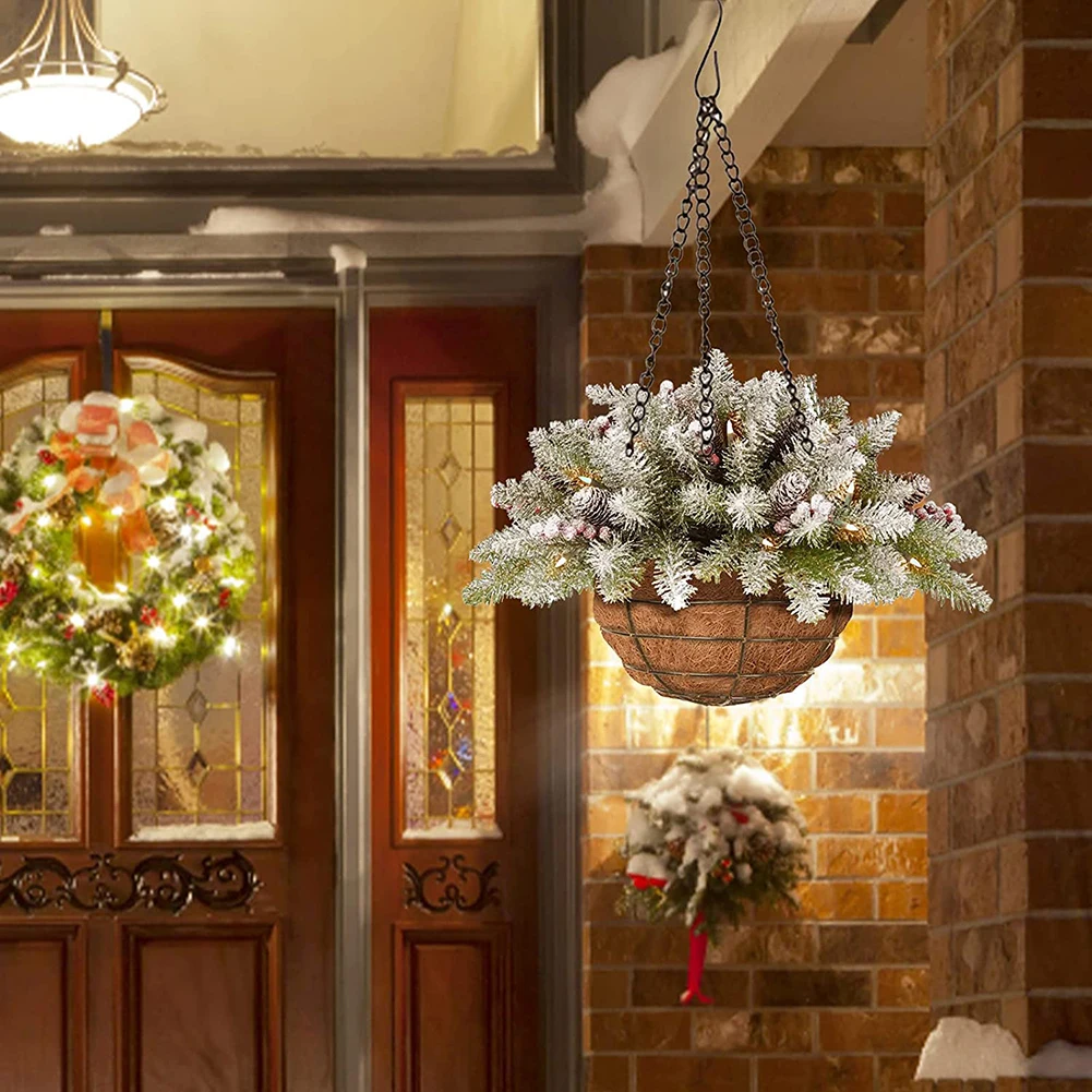 

Artificial Christmas Hanging Basket Pendant Christmas Wood Ornaments Hanging Decoration Gift 2021 New Year Ornaments 2022 Xmas