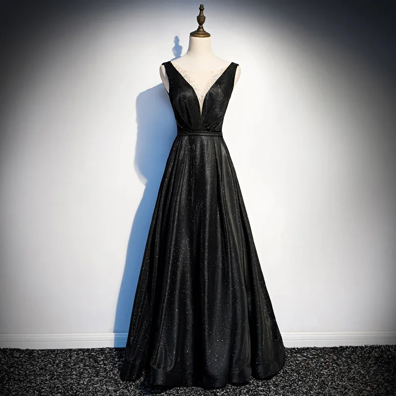 

Banquet Evening Dress 2023 New Long Style Majestic Queen Dignified Black Starry Skirt Chorus Performance Dress Female