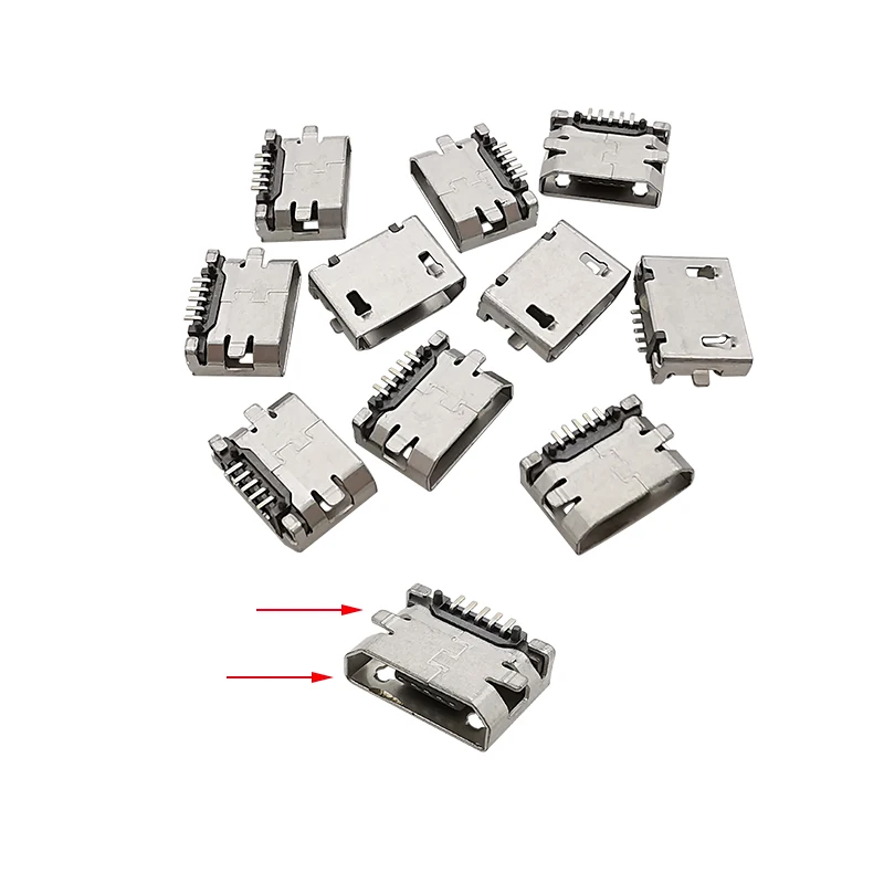 

5-контактный разъем Micro USB, гнездовой порт, разъем для пайки, SMD SMT, гнездо для зарядки телефона Android, 5P MicroUSB, адаптер для ремонта «сделай сам»