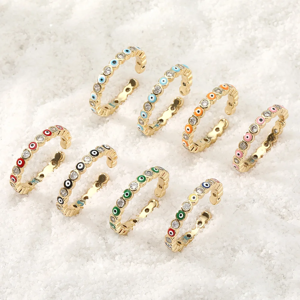 

Турецкое эмалированное кольцо с глазом дьявола Y2K, модное кольцо карамельных цветов, регулируемое Открытое кольцо для женщин