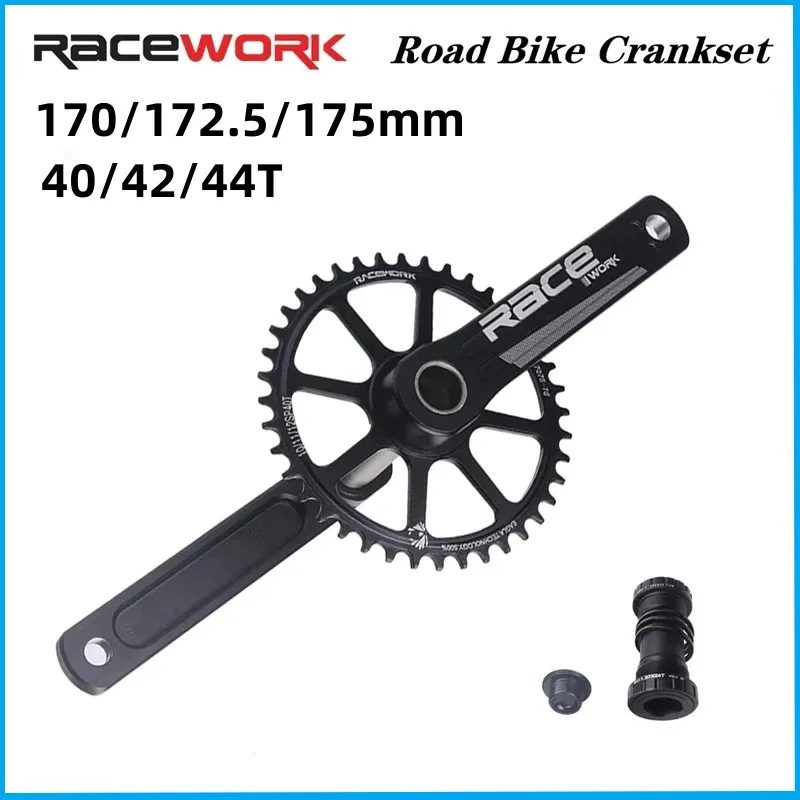 

RACEWORK Road Bike Crankset 40/42/44T GXP Single Chainring 10/11/12 Speed Wide and Narrow Sprocket CNC Crank Set 170/172.5/175mm