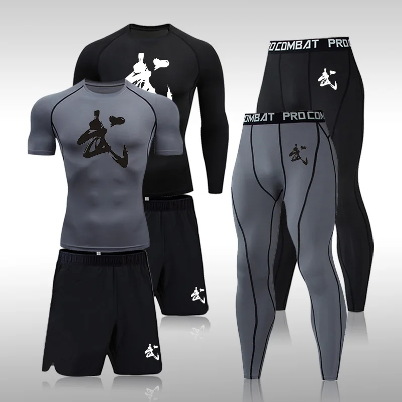 

Men Running Sets Quick Dry Sportswear Compression Suits Breathable Gym Clothes Man Sports Joggers Training Gym Fitness Tracksuit