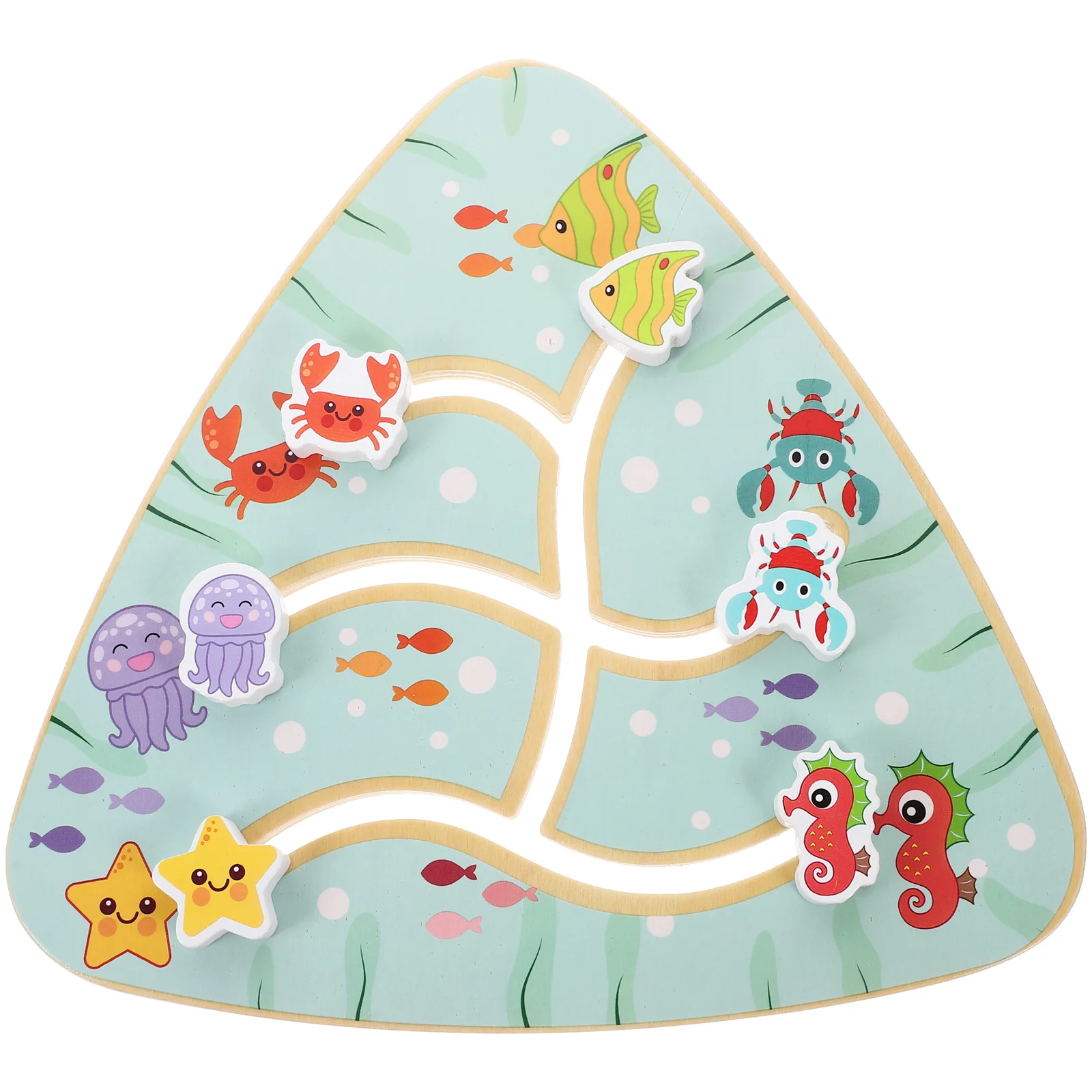 

Игра-лабиринт, деревянная настольная головоломка Монтессори, океанская тарелка, животное для раннего обучения, игрушка для малышей, подходящая для мозга развивающая головоломка