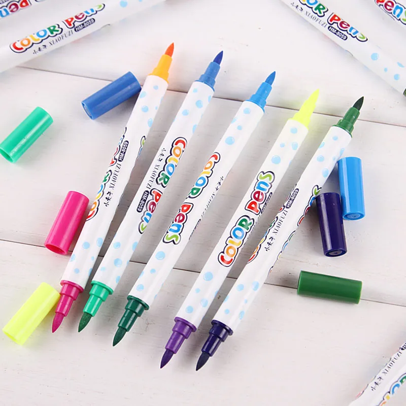Dual Tip Brush Art Marker Pens 12 Colors Watercolor Fineliner Drawing Painting Stationery Coloring Manga Supplies for Kids | Канцтовары