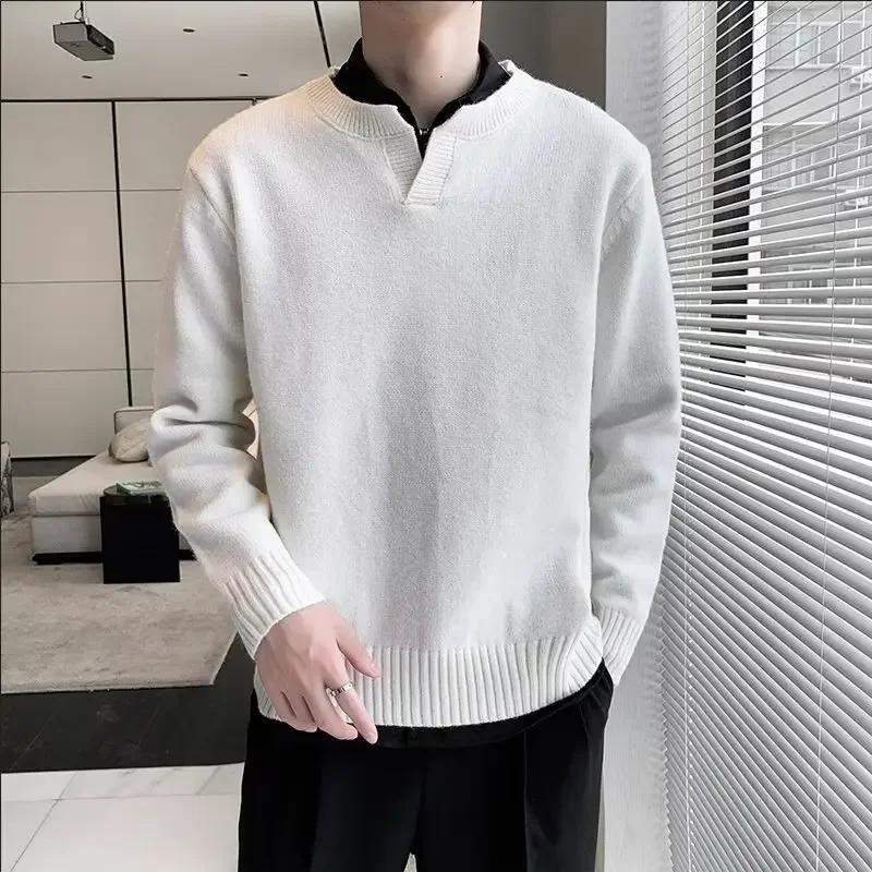 Осень/зима 2022 новый мужской свитер однотонный пуловер с круглым вырезом мягкий