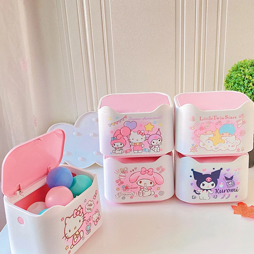 

5 Style Cartoon Cute Cinnamoroll My Melody Kuromi Little Twin Star Purin Dog Desktop Trash Can Paper Towel Storage Box Gift