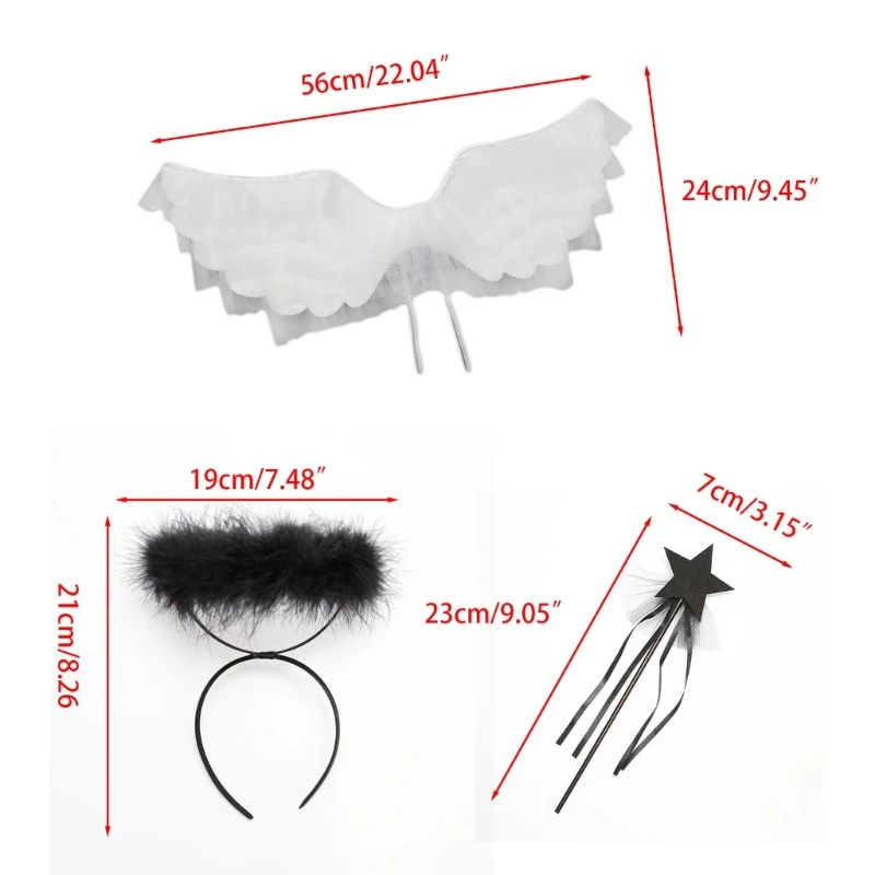 Halo Headband Angel Wings Magic Wand for Kids Angel Costume Adult Feather Wings Halloween Masquerade Role Play Props R7RF images - 6